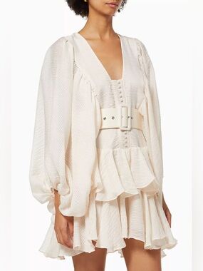 NWT Shona Joy Charlotte Plunged Draped Mini Dress in Ecru Cream SZ 4 SM bridal
